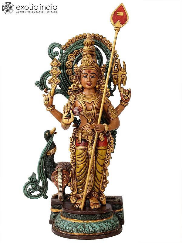 23'' Traditional Multicolour Murugan | Brass