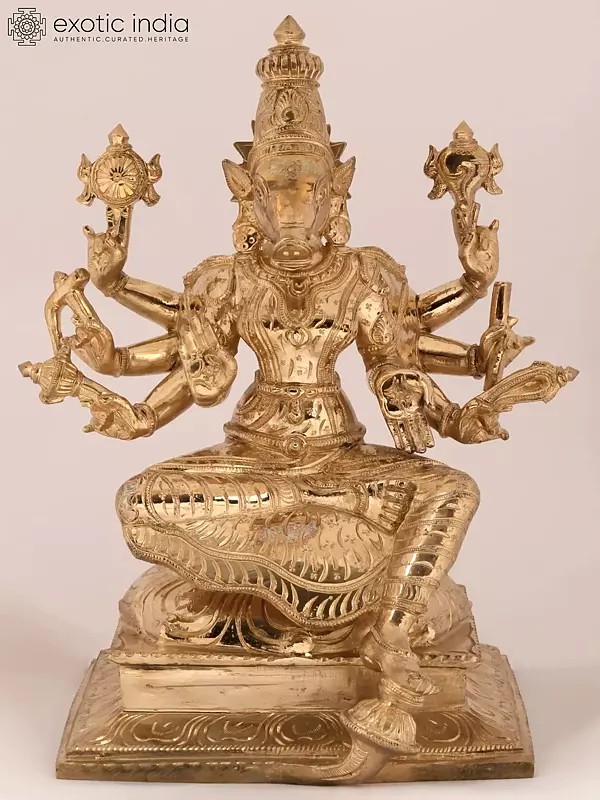 12'' Eight-Handed Goddess Varahi Bronze Statue