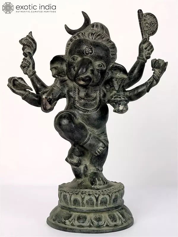 15" Six Armed Dancing Bal Ganesha in Brass