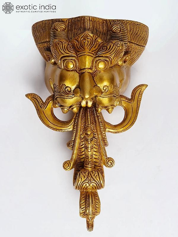 8" Kirtimukha Wall Hanging in Brass