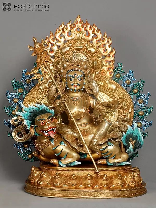 23" Tibetan Buddhist Kubera Copper Statue from Nepal