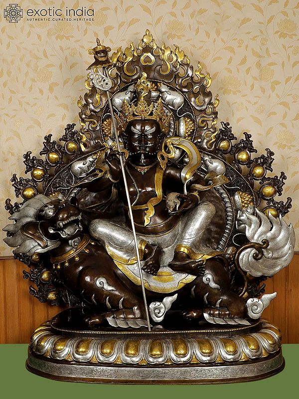 Large Tibetan Buddhist Kubera Copper Statue