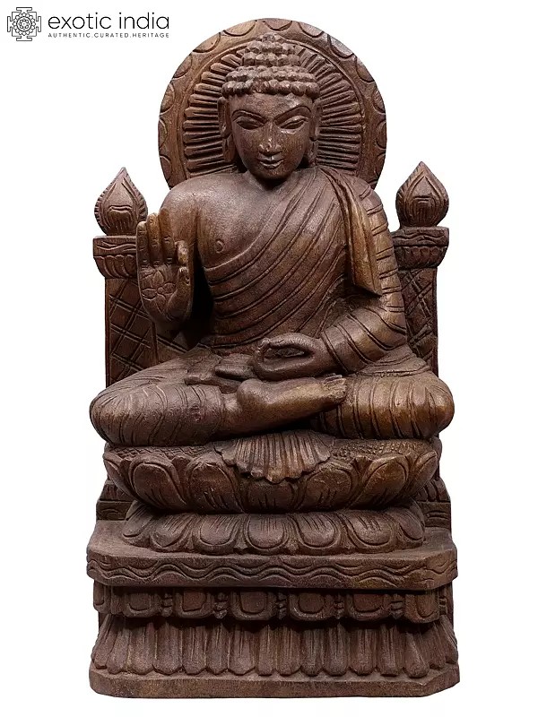 18" Wooden Lord Buddha Idol Preaching His Dharma