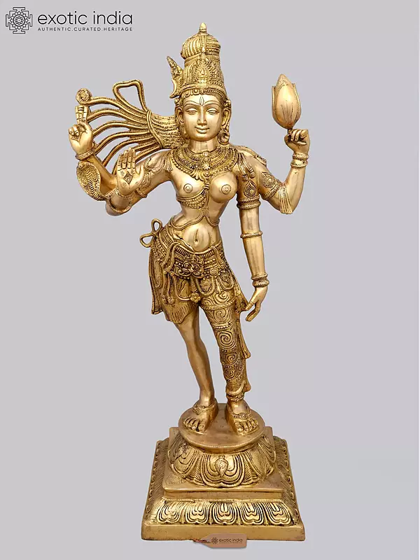 40" Ardhanarishvara In Brass | Handmade | Made In India