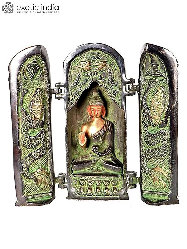 8" Lord Buddha Folding Temple in Brass | Handmade | Made in India