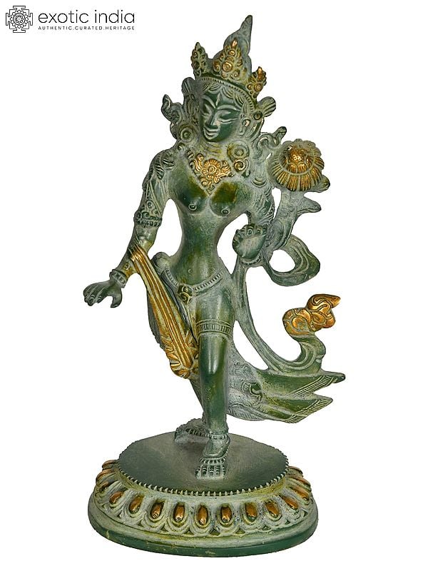 8" Standing Tara (Tibetan Buddhist) In Brass | Handmade | Made In India