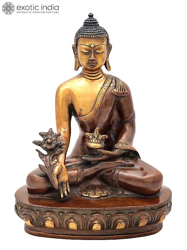 9" Handcrafted Medicine Buddha Brass Statue | Lord Bhaishajyaguru Figurine