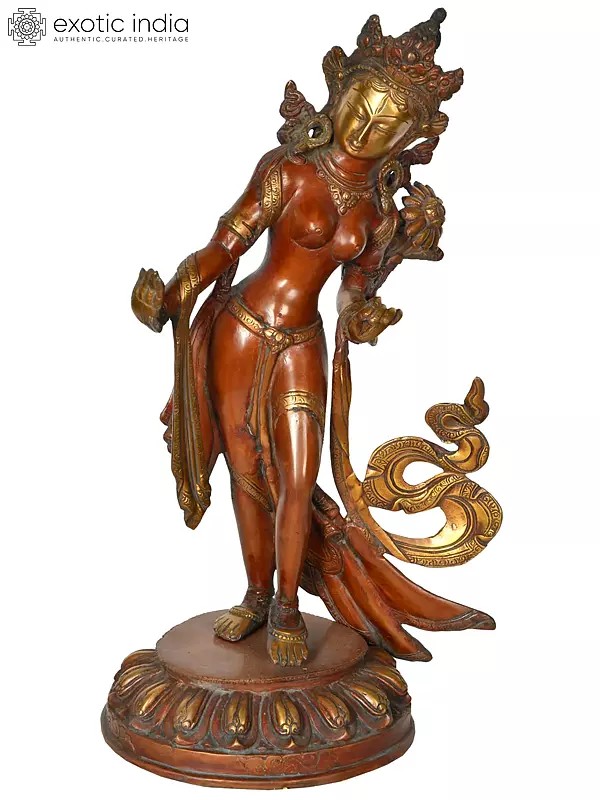 15" Standing Tara (Tibetan Buddhist Deity) In Brass | Handmade | Made In India