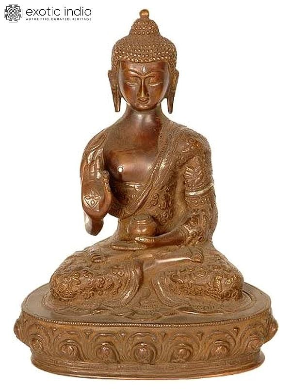 9" Blessings Introspective Buddha Statue with His Life Carved on His Robe