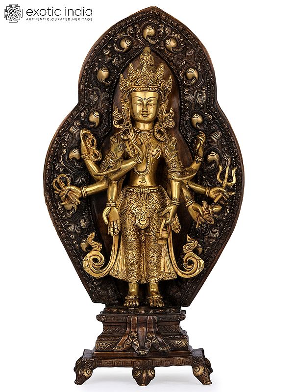 20" Bodhisattva Avalokiteshvara as Amoghapasa Brass Statue