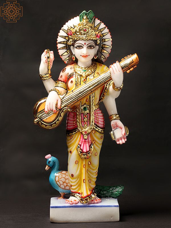 Four-Armed Standing Goddess Saraswati Statue