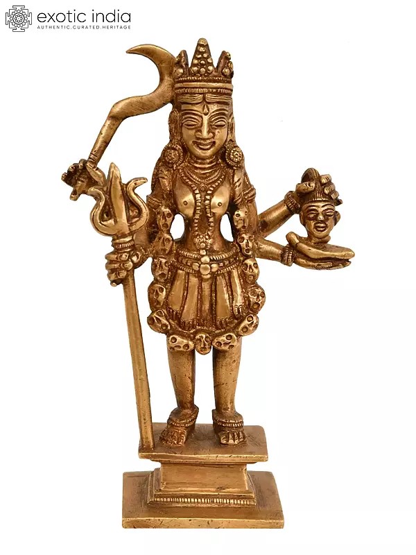 7" Goddess Kali In Brass | Handmade | Made In India