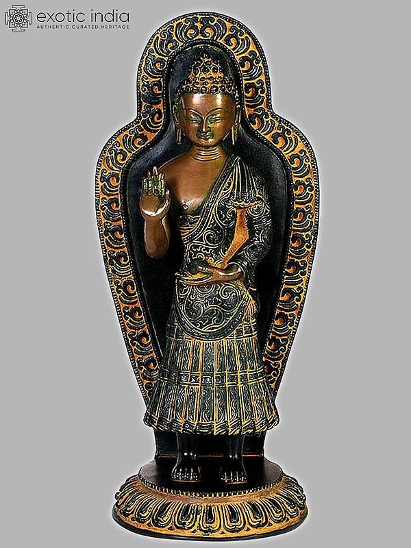 13" Shakyamuni Buddha Brass Sculpture | Handmade Buddhist Statue