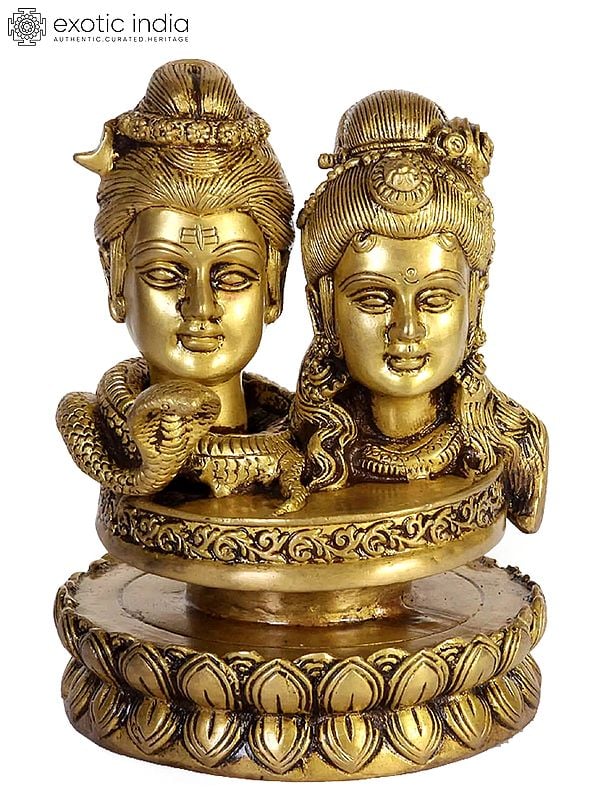 6" Brass Statue of Shiva Parvati - The Divine Union