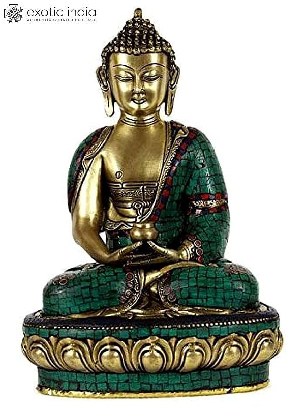 13" Tibetan Buddhist Deity Amitabha Buddha In Brass | Handmade | Made In India