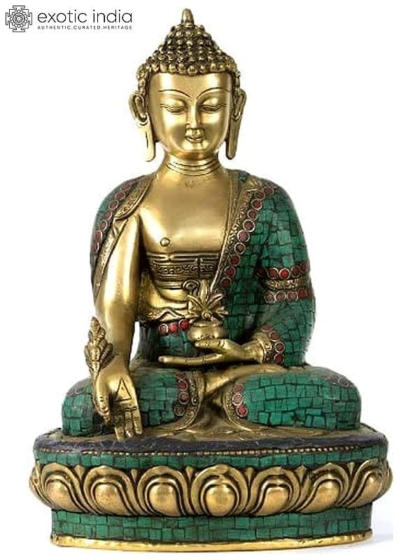 12" Tibetan Buddhist Deity Medicine Buddha Brass Statue | Handmade | Made in India