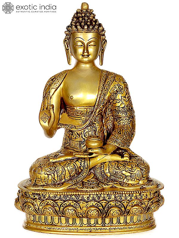 12" Lord Buddha in Brass | Handmade | Made In India