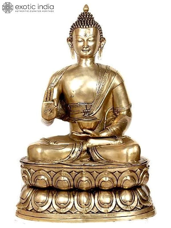 38" Large Size Buddha Brass Sculpture | Buddhist Statue