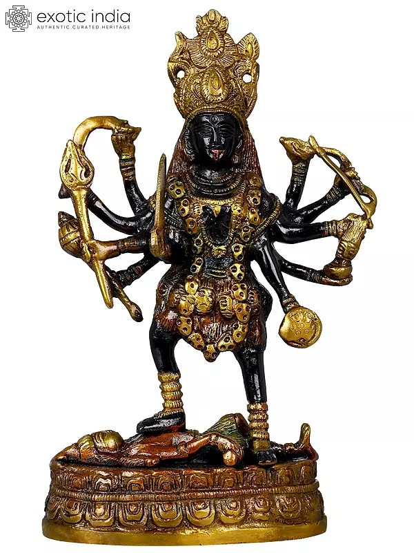 9" Goddess Kali Brass Statue | Religious Figurine