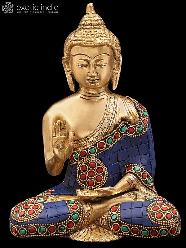 10" Tibetan Buddhist Blessing Buddha In Brass | Handmade | Made In India