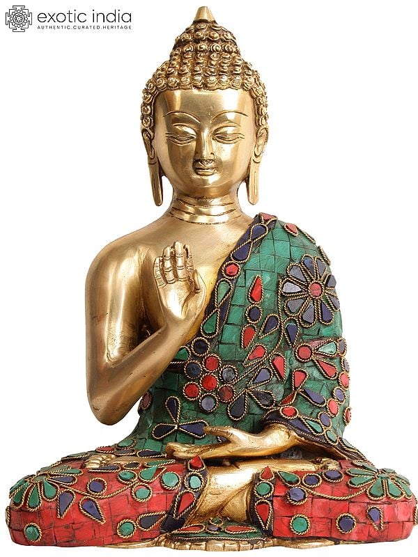 10" Lord Buddha in Abhaya Mudra (Tibetan Buddhist Deity) In Brass | Handmade | Made In India