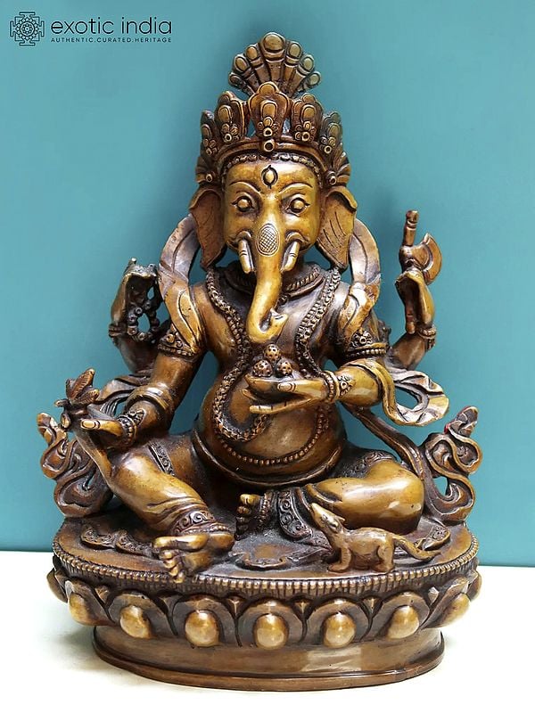 8" Ganesha Copper Figurine from Nepal