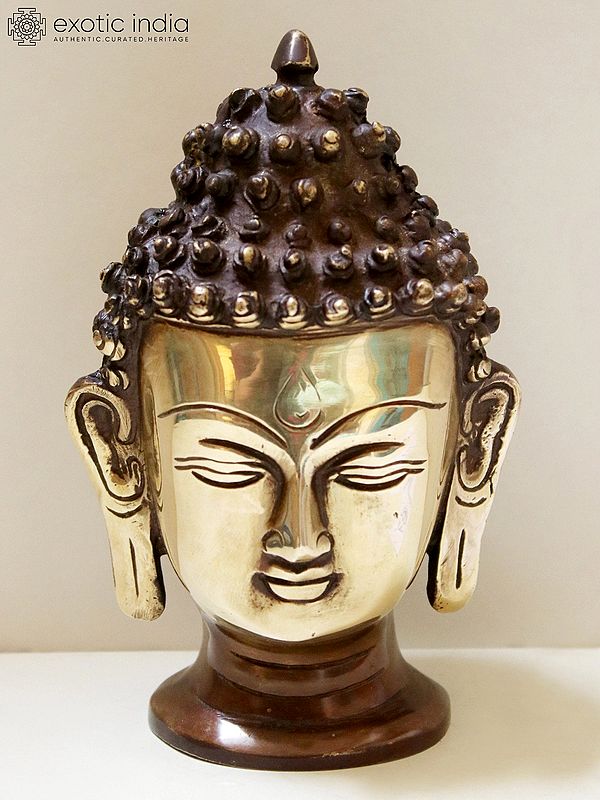 6" Brass Buddha Head