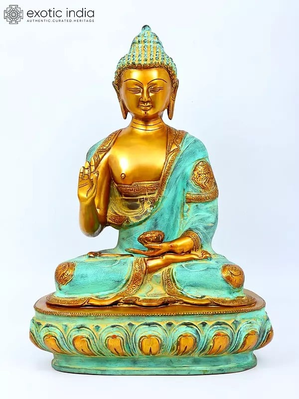 17'' Buddha in Vitark Mudra | Brass Statue