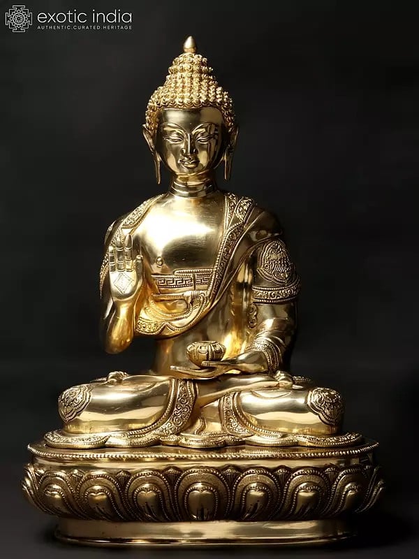 17'' Buddhist Deity Blessing Buddha | Brass Statue