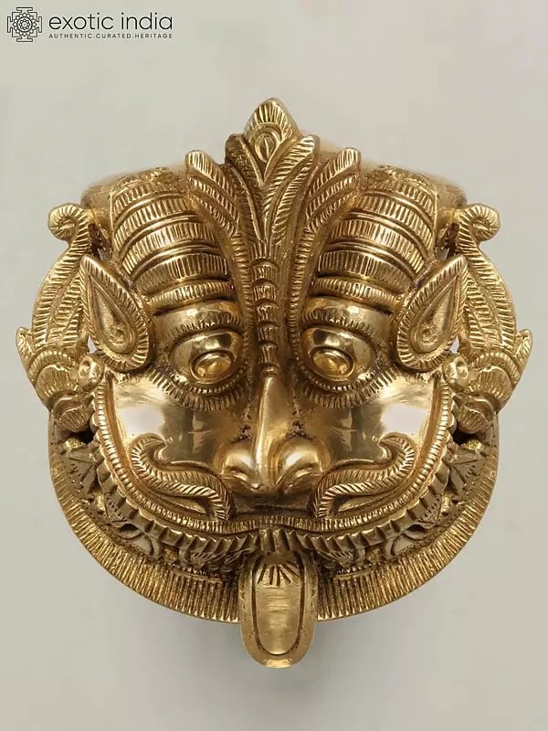 3" Small Kirtimukha Door Knob in Brass