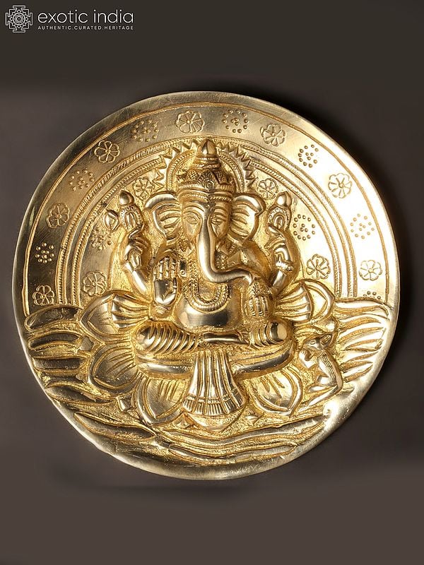 7'' Lord Ganesha Wall Plate | Brass