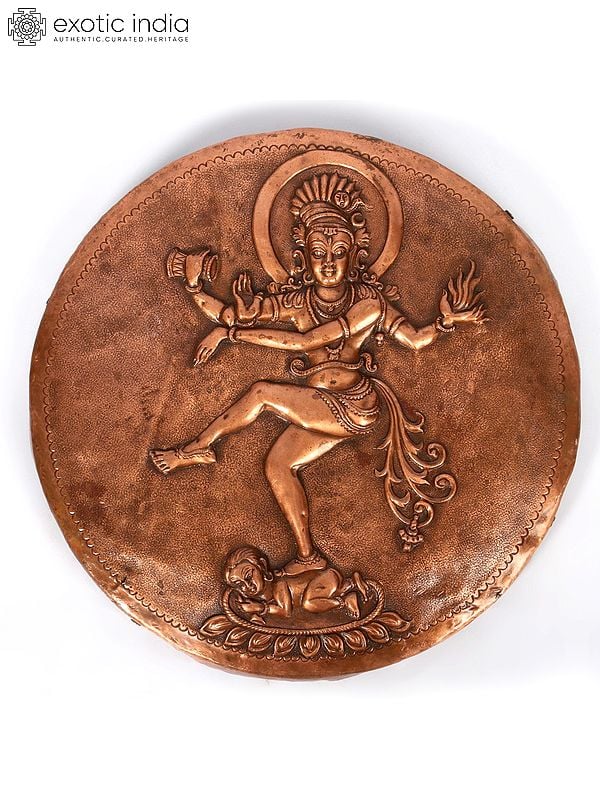 10" Copper & Wood Nataraja Wall Hanging