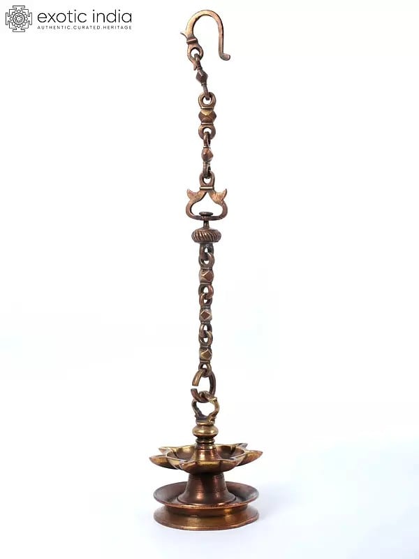 24'' Brown Toned Hanging Lamp | Brass