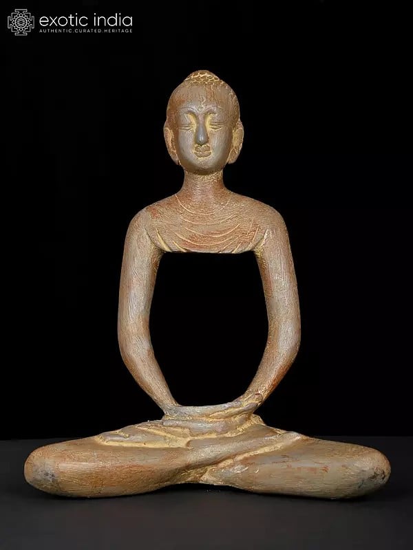 10" Stylized Meditating Buddha Brass Statue