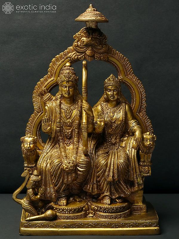 11" Ram Sita Brass Idol Seated on Kirtimukha Throne