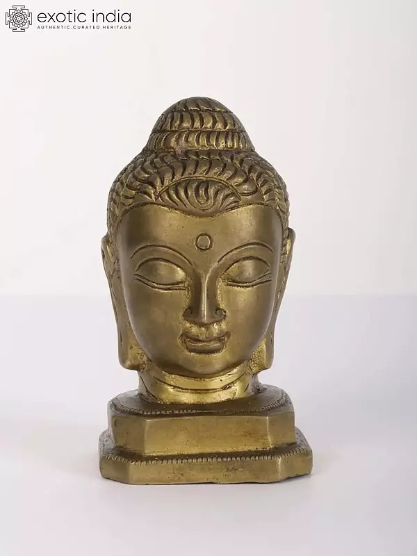 5" Buddha Head in Brass