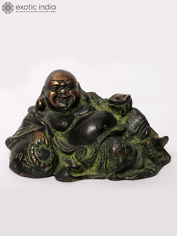 5" Small Laughing Buddha (Budai) Brass Statue