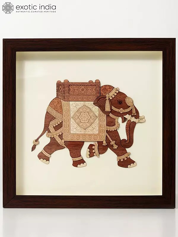 Decorative Elephant Wood Art | With Frame | Wall Hanging