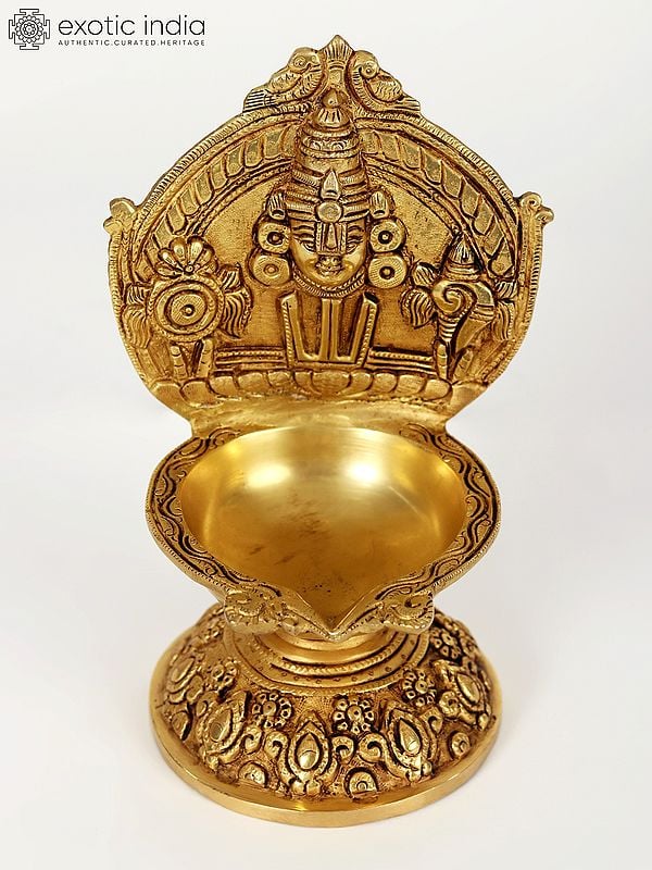 9" Tirupati Balaji (Venkateshvara) Lamp in Brass