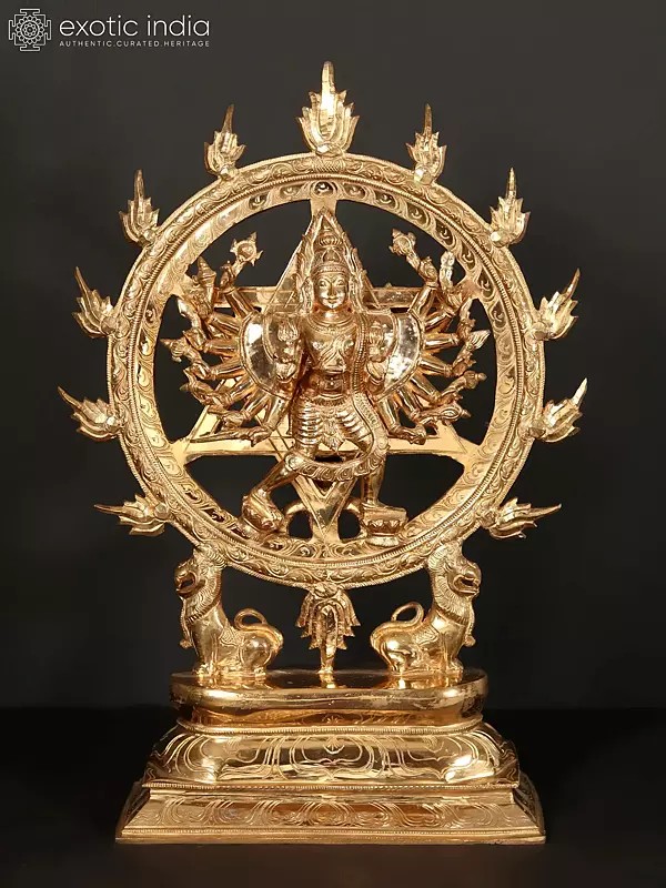 21" Bronze Chakrathalwar (Vishnu Narasimha) Statue