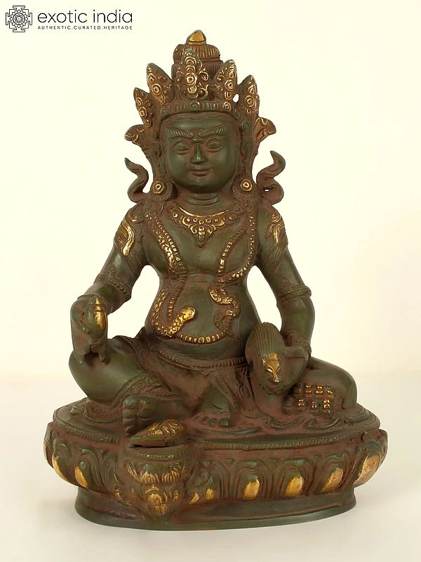 10" Brass Kubera Statue (Tibetan Buddhist Deity)