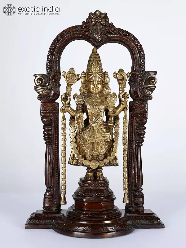 14" Lord Venkateswara with Kirtimukha | Brass Statue