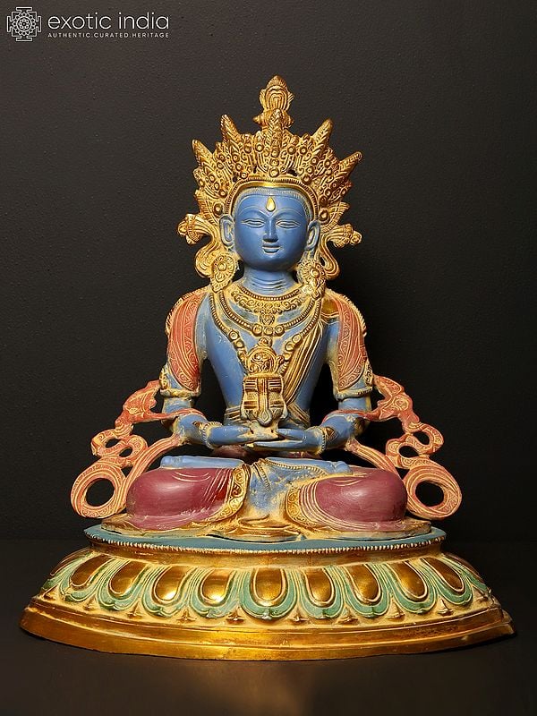 17" Colored Amitabha Buddha Brass Statue