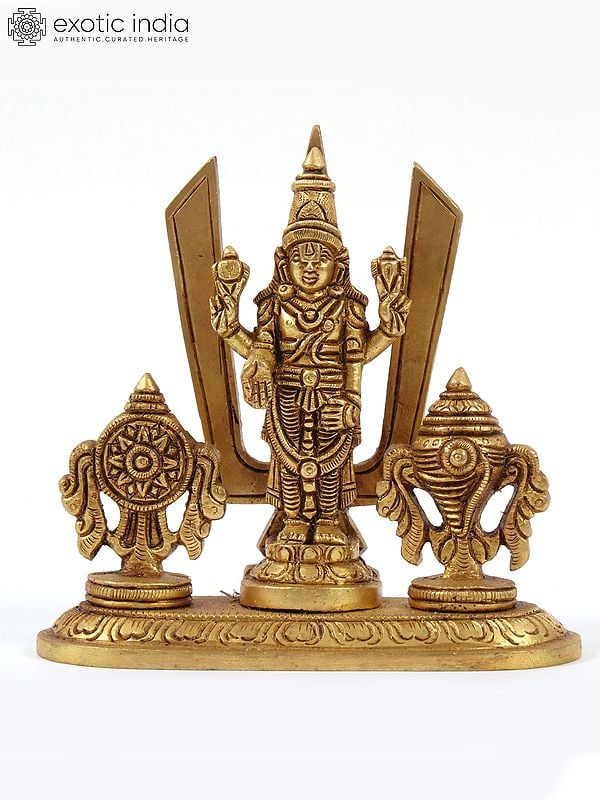 4" Small Fine Quality Lord Tirupati Balaji Statue with Shankh Chakra Tilak