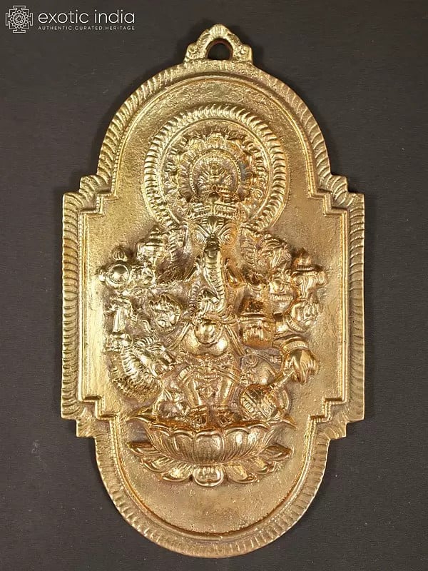 11" Brass Lord Ganesha Wall Hanging