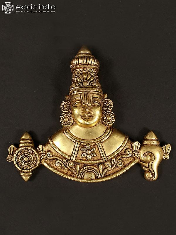 11" Brass Venkateswara as Balaji Wall Hanging