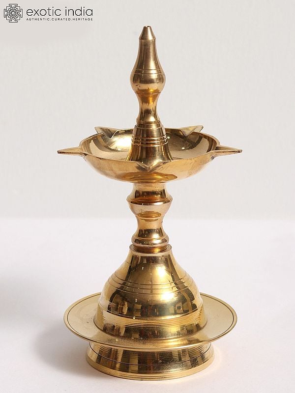 7" Brass Kerala Vilakku Pooja Oil Lamp