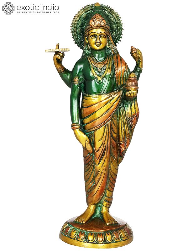 11" Dhanvantari - The Physician of Gods | Handmade Brass Statue