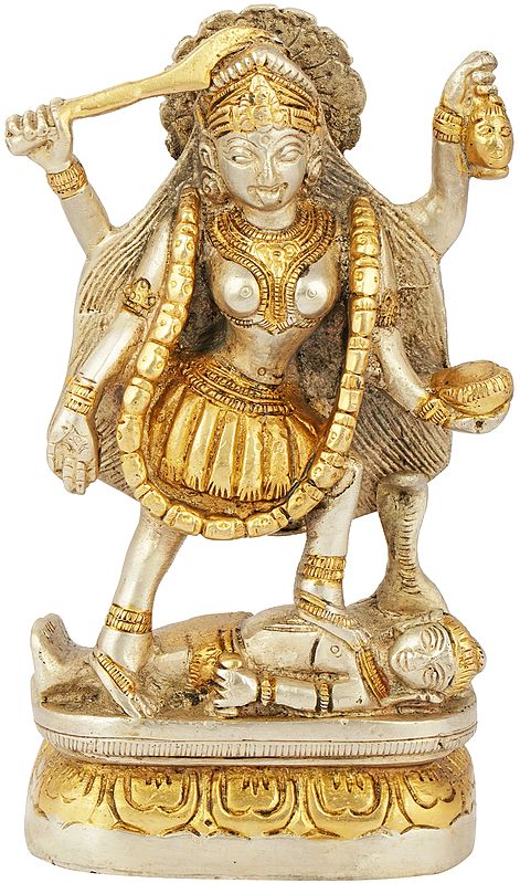 6" Goddess Kali Statue in Brass | Handmade | Made in India