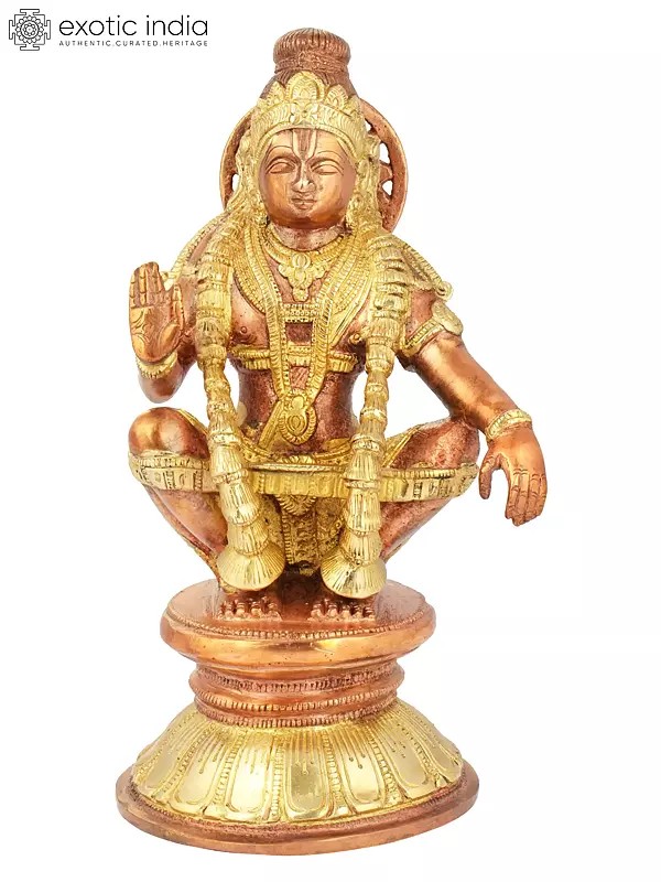 8" Ayyappan, A Saint Revered as Incarnation of Dharma In Brass | Handmade | Made In India